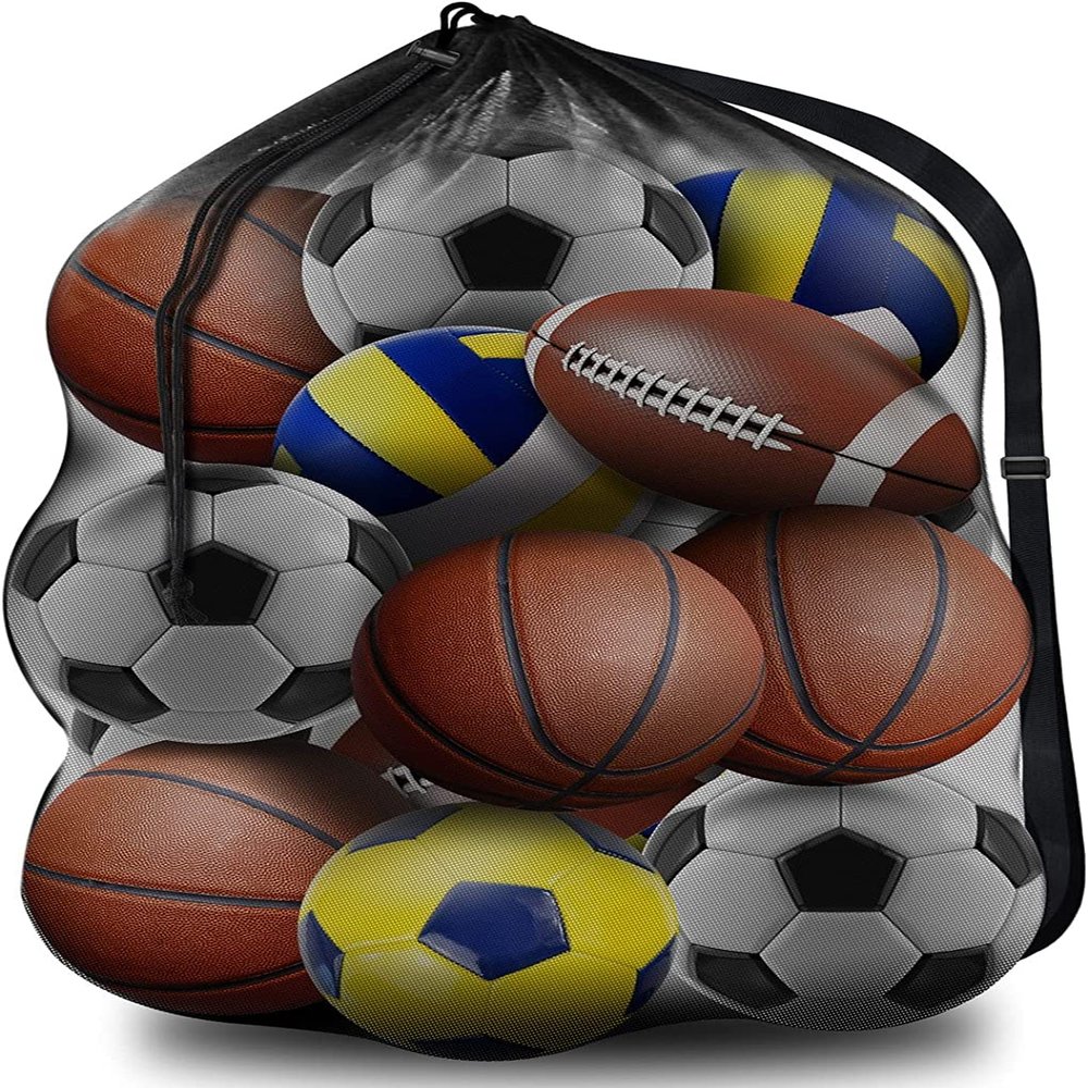 BROTOU Extra Large Sports Ball Bag Mesh, Basketball Bags Team Balls, Adjustable Shoulder Strap, Team Work Ball Bags for Holding Soccer, Football, Volleyball, Swimming Gear (30 x 40) (1PCS)