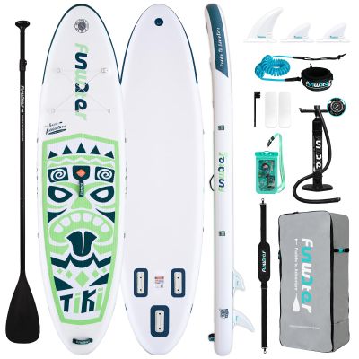 FunWater 10'633"6" Inflatable Stand Up Paddle Board with Premium SUP Paddleboard Accessories, Wide Stable Anti-Slip EVA Deck,Paddle Boards for Adults & Youth of All Skill Levels