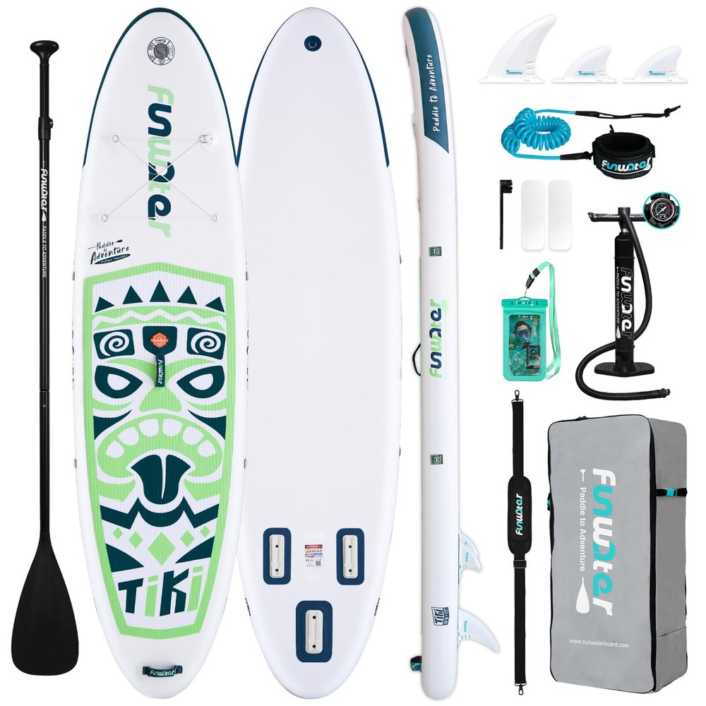 FunWater 10'633"6" Inflatable Stand Up Paddle Board with Premium SUP Paddleboard Accessories, Wide Stable Anti-Slip EVA Deck,Paddle Boards for Adults & Youth of All Skill Levels