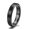 4mm Thin Black Tungsten Carbide Ring Band for Men Women Beveled Edges Brushed Comfort Fit Size 7 view 1