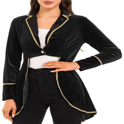 Loloda Women's Medieval Gothic Steampunk Corset Tailcoat Costumes Pirate Vampire Jackets Coat Black XX-Large