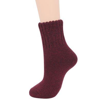 Zando Women's Merino Wool Socks - Long Thick Winter Warm Cozy Boot Crew Socks for Women's Athletic Running Cycling Hiking - Burgundy