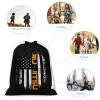 FunnyStar Jiu Jitsu USA Flag Canvas Drawstring Backpack Shoulder Pouch String Bag Sackpack For Gym Shopping Sport Yoga Travel 35x50cm view 3