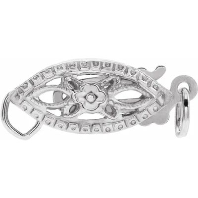 14K White 11.1x5.3 mm Single Strand Pearl Clasp (Sterling Silver)