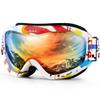 Juli Kids Ski Goggles,Snow Snowboard Goggles Boy Girl Snowmobile Skiing Skating Age 3-8 (Carton Frame/Red Lens) view 1