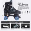 Boys' Double-Row Roller Skates with Protective Gear - One-Click 4-Size Adjustable, Safety Brake System with Latch & Light-Up Wheels, Indoor/Outdoor Youth Skates for Kids Ages 3-12 view 2