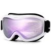 Juli Kids Ski Goggles,Snow Snowboard Goggles Boy Girl Snowmobile Skiing Skating Age 3-8 (White Frame/Purple Sapphire Lens) view 1