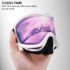 Juli Kids Ski Goggles,Snow Snowboard Goggles Boy Girl Snowmobile Skiing Skating Age 3-8 (White Frame/Purple Sapphire Lens) view 3