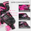 Girls' Double-Row Roller Skates with Protective Gear - One-Click 4-Size Adjustable, Safety Buckle & Brake System, Light-Up Wheels for Night Skating, Indoor/Outdoor Kids Skates (Ages 3-12) view 3