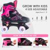 Girls' Double-Row Roller Skates with Protective Gear - One-Click 4-Size Adjustable, Safety Buckle & Brake System, Light-Up Wheels for Night Skating, Indoor/Outdoor Kids Skates (Ages 3-12) view 4