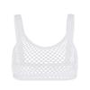 Agoky Women's Fashion Fishnet T-Shirt Blouse See Through Crop Tops Transparent Vest White 3X-Large view 1