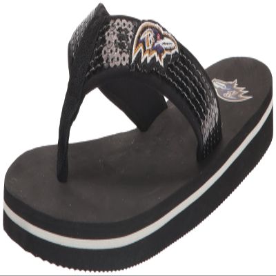 FOCO Baltimore Ravens NFL Womens Sequin Flip Flop - XL - (13-14)