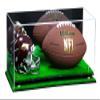 Better Display Cases Acrylic Display Case for Full Size Football and Mini Helmet - Large Rectangle Box with Mirror Case, Gold Risers and Turf Base 19.25" x 8.25" x 8" (B47/A103) view 1