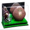 Better Display Cases Acrylic Display Case for Full Size Football and Mini Helmet - Large Rectangle Box with Mirror Case, Green Risers and Turf Base 19.25" x 8.25" x 8" (B47/A103) view 1