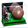 Better Display Cases Acrylic Display Case for Full Size Football and Mini Helmet - Large Rectangle Box with Mirror Case, Purple Risers and Turf Base 19.25" x 8.25" x 8" (B47/A103) view 1