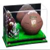 Better Display Cases Acrylic Display Case for Full Size Football and Mini Helmet - Large Rectangle Box with Mirror Case, Pink Risers and Turf Base 19.25" x 8.25" x 8" (B47/A103) view 1