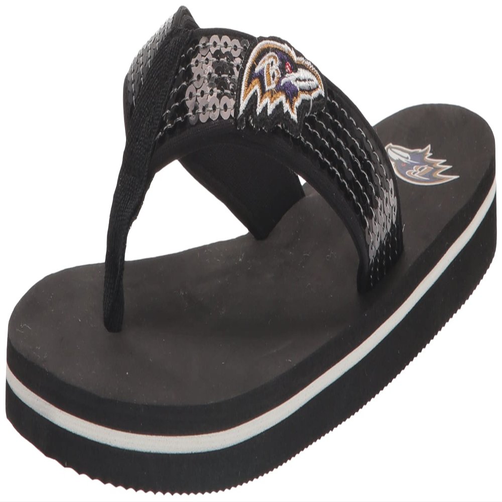 FOCO Baltimore Ravens NFL Womens Sequin Flip Flop - M - (9-10)
