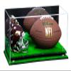 Better Display Cases Acrylic Display Case for Full Size Football and Mini Helmet - Large Rectangle Box with Mirror Case, Silver Risers and Turf Base 19.25" x 8.25" x 8" (B47/A103) view 1