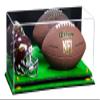 Better Display Cases Acrylic Display Case for Full Size Football and Mini Helmet - Large Rectangle Box with Mirror Case, Yellow Risers and Turf Base 19.25" x 8.25" x 8" (B47/A103) view 1
