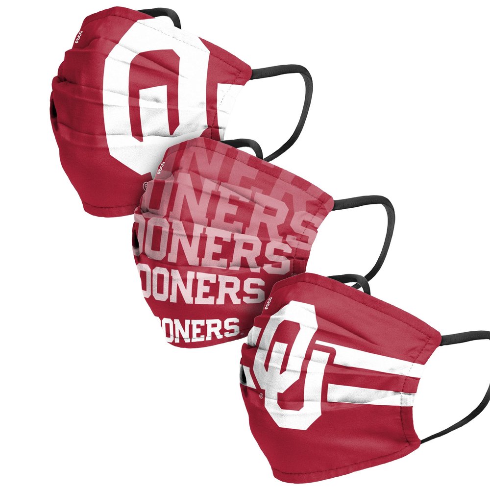 FOCO Oklahoma Sooners NCAA Matchday Face Cover - Youth - 3 Pack