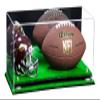 Better Display Cases Acrylic Display Case for Full Size Football and Mini Helmet - Large Rectangle Box with Mirror Case, White Risers and Turf Base 19.25" x 8.25" x 8" (B47/A103) view 1