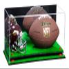 Better Display Cases Acrylic Display Case for Full Size Football and Mini Helmet - Large Rectangle Box with Mirror Case, Red Risers and Turf Base 19.25" x 8.25" x 8" (B47/A103) view 1
