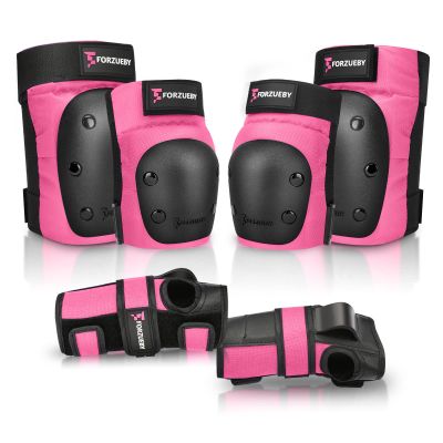 Forzueby Adult/Kids Knee Pads Elbow Pads Wrist Guards 6 in 1 Protective Gear Set for Inline Roller Skating Skateboarding Scooter BMX etc.
