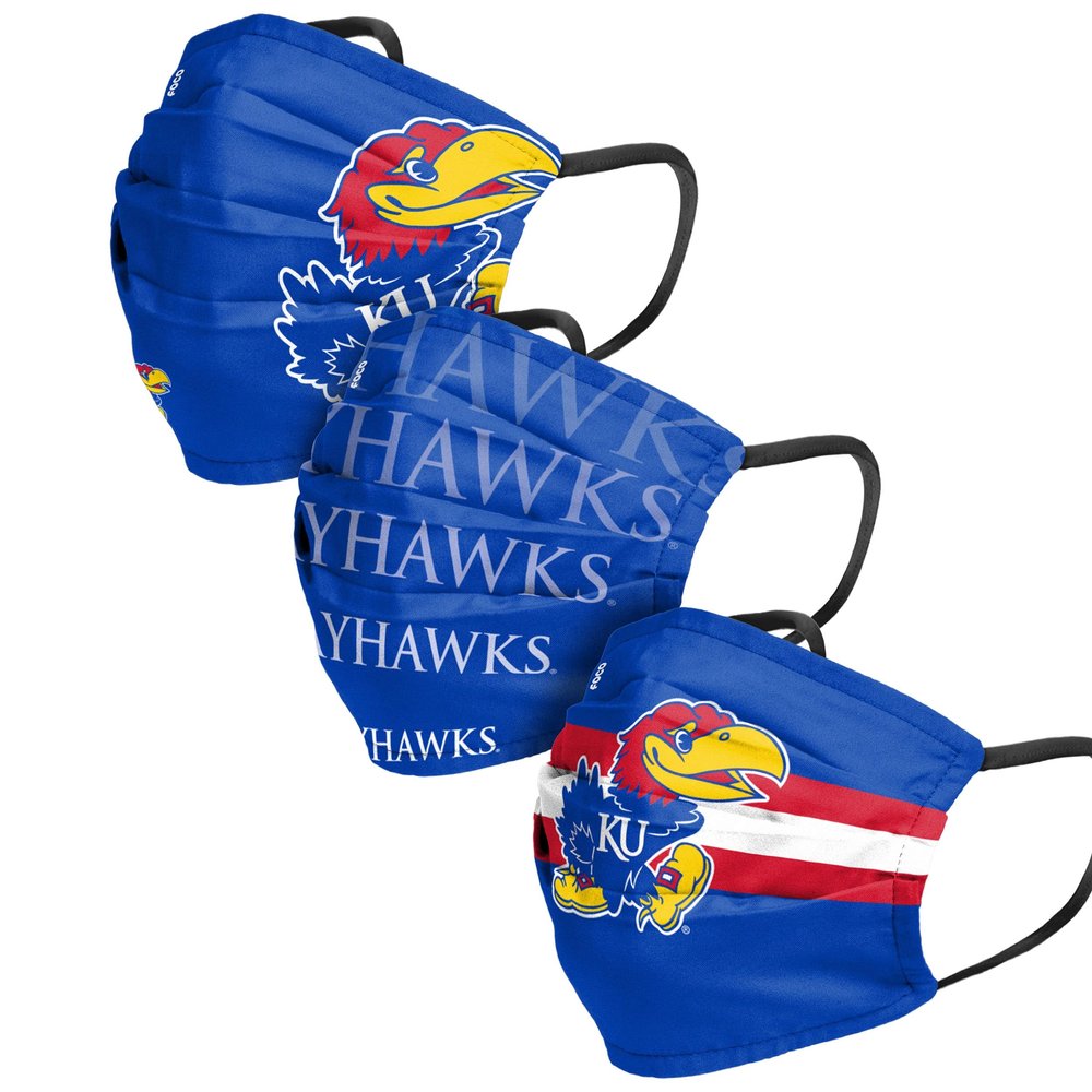 FOCO Kansas Jayhawks NCAA Matchday Face Cover - Youth - 3 Pack
