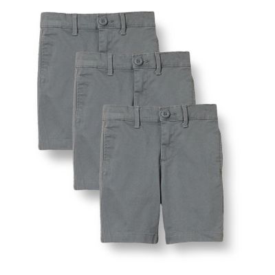 Amazon Essentials Toddler Boys' Uniform Woven Flat-Front Shorts (Wrinkle Resistant), Pack of 3, Charcoal, 4T