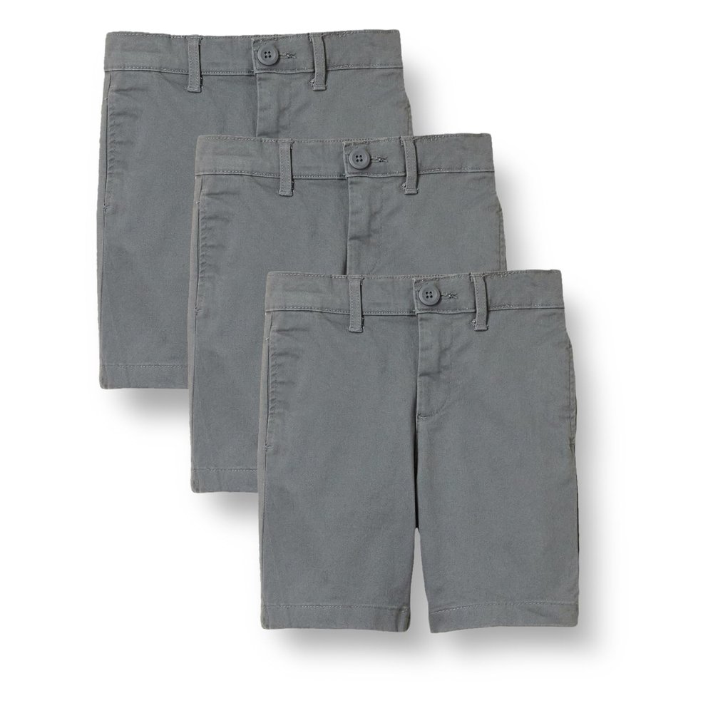 Amazon Essentials Toddler Boys' Uniform Woven Flat-Front Shorts (Wrinkle Resistant), Pack of 3, Charcoal, 4T