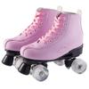 Classic Quad Roller Skates for Women and Men, High-Top PU Leather Double Row 4 Wheels Roller Skates for Indoor Outdoor Unisex Beginners Adult Teens Kids (Pink,US Women6/Men4.5) view 1