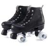 Classic Quad Roller Skates for Women and Men, High-Top PU Leather Double Row 4 Wheels Roller Skates for Indoor Outdoor Unisex Beginners Adult Teens Kids (Black,US Women5/Men3.5) view 1