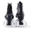 Classic Quad Roller Skates for Women and Men, High-Top PU Leather Double Row 4 Wheels Roller Skates for Indoor Outdoor Unisex Beginners Adult Teens Kids (Black,US Women5/Men3.5) view 2