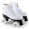 Classic Quad Roller Skates for Women and Men, High-Top PU Leather Double Row 4 Wheels Roller Skates for Indoor Outdoor Unisex Beginners Adult Teens Kids (White,US Women9/Men7.5) view 1