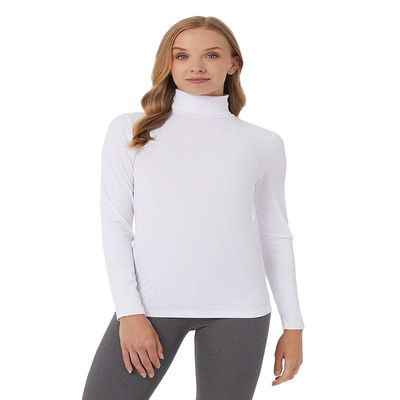 32 Degrees Womens Ultra Soft Thermal Midweight Baselayer Turtleneck Long Sleeve Top, White, Medium