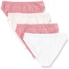 Amazon Essentials Women's Cotton and Lace Bikini Underwear, Pack of 4, Bright White/Pale Pink/Mauve, XX-Small view 1