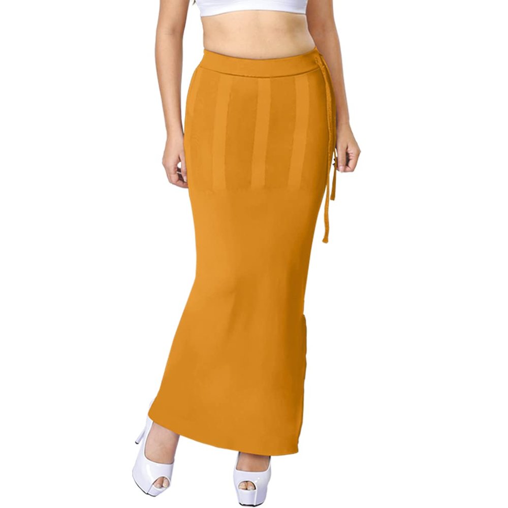 dermawear Women's Blended Fabric Saree Shapewear (ss-406-medium-mustard_mustard)