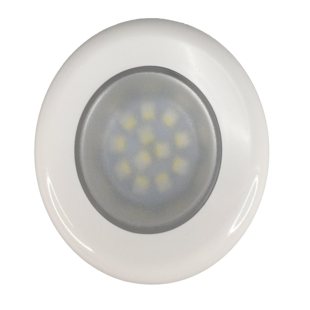 Pactrade Marine RV Boat Pontoon Red Green Blue White LED 2 PCS Courtesy Ceiling Light White Plastic Housing Glare Free Illumination Lens Energy Saving12V DC (Surface/Flush Mount)