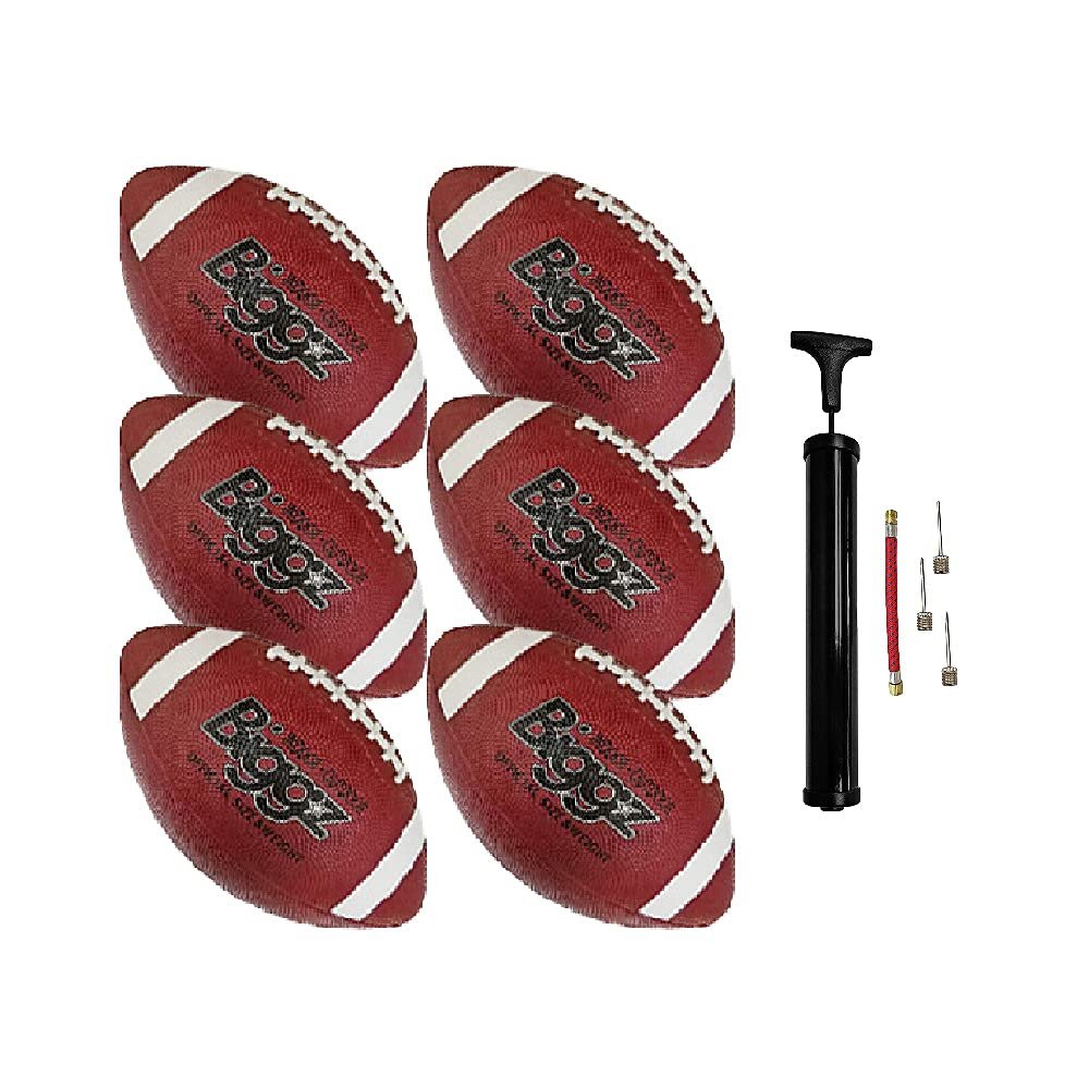 Biggz (Pack of 6) Premium Rubber Official Size Footballs with Hand Pump