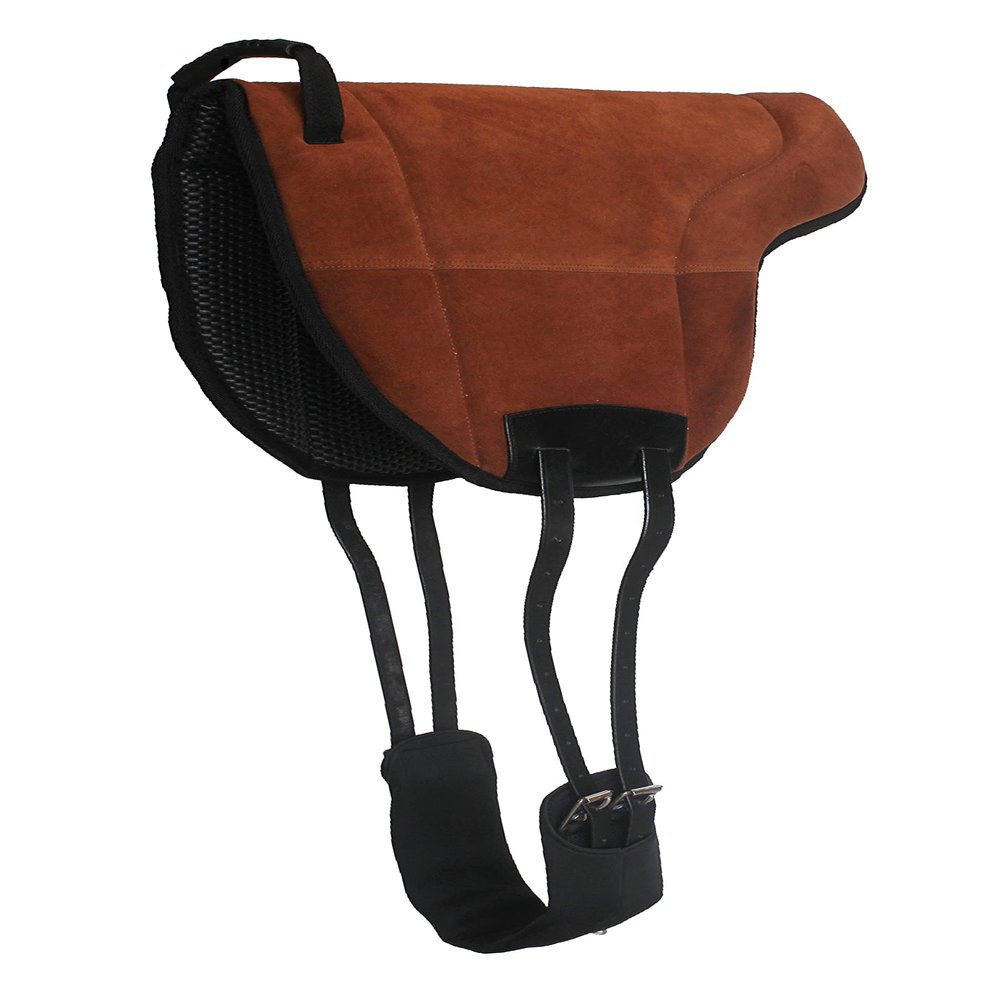 CHALLENGER Horse Neoprene Anti-Slip Suede Leather Bareback Saddle Pad Brown 39LW01BR