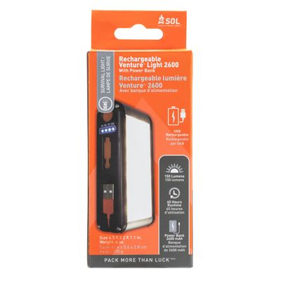 S.O.L. Venture 2600 Rechargeable Light with Power Bank