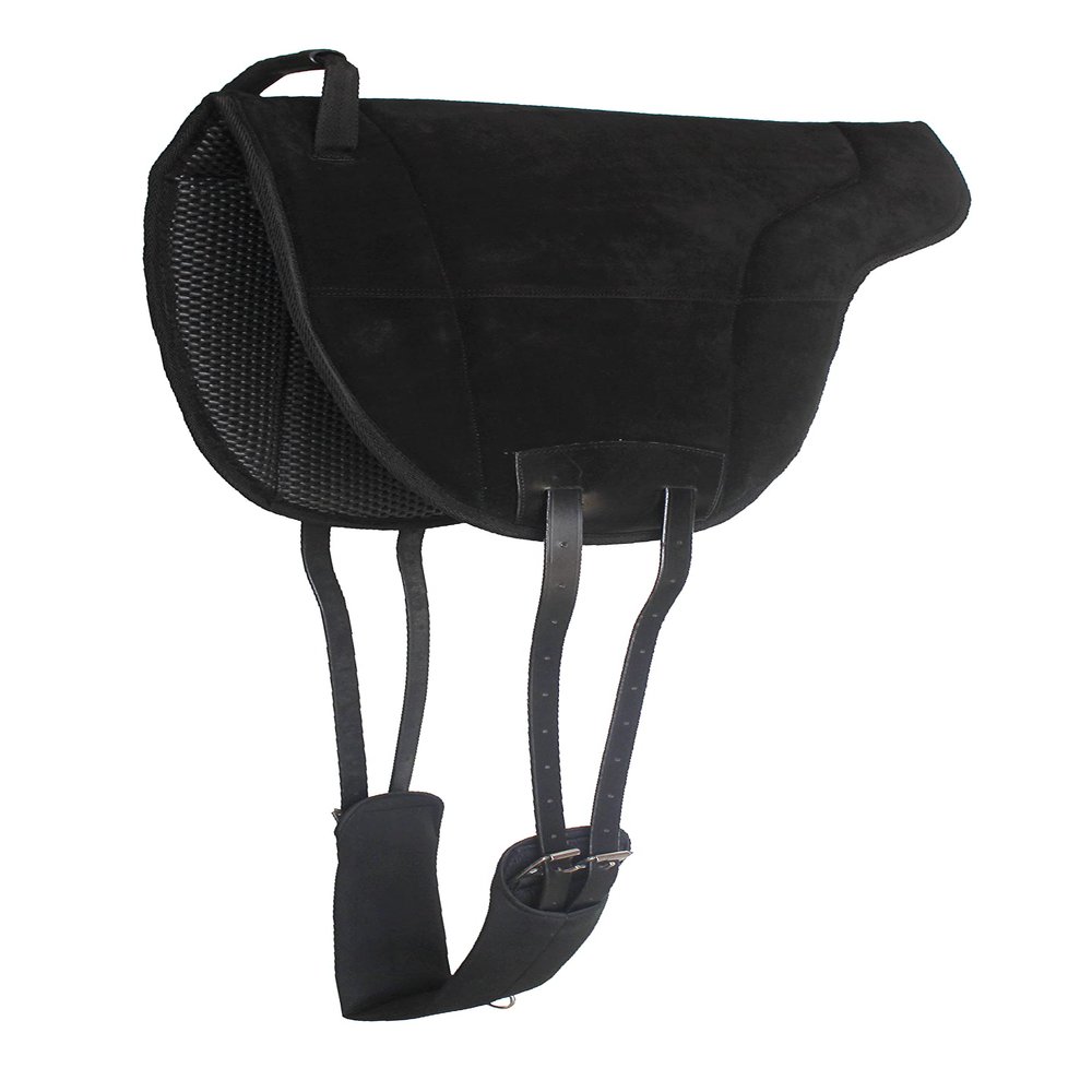 CHALLENGER Horse Neoprene Anti-Slip Suede Leather Bareback Saddle Pad Black 39LW01BK