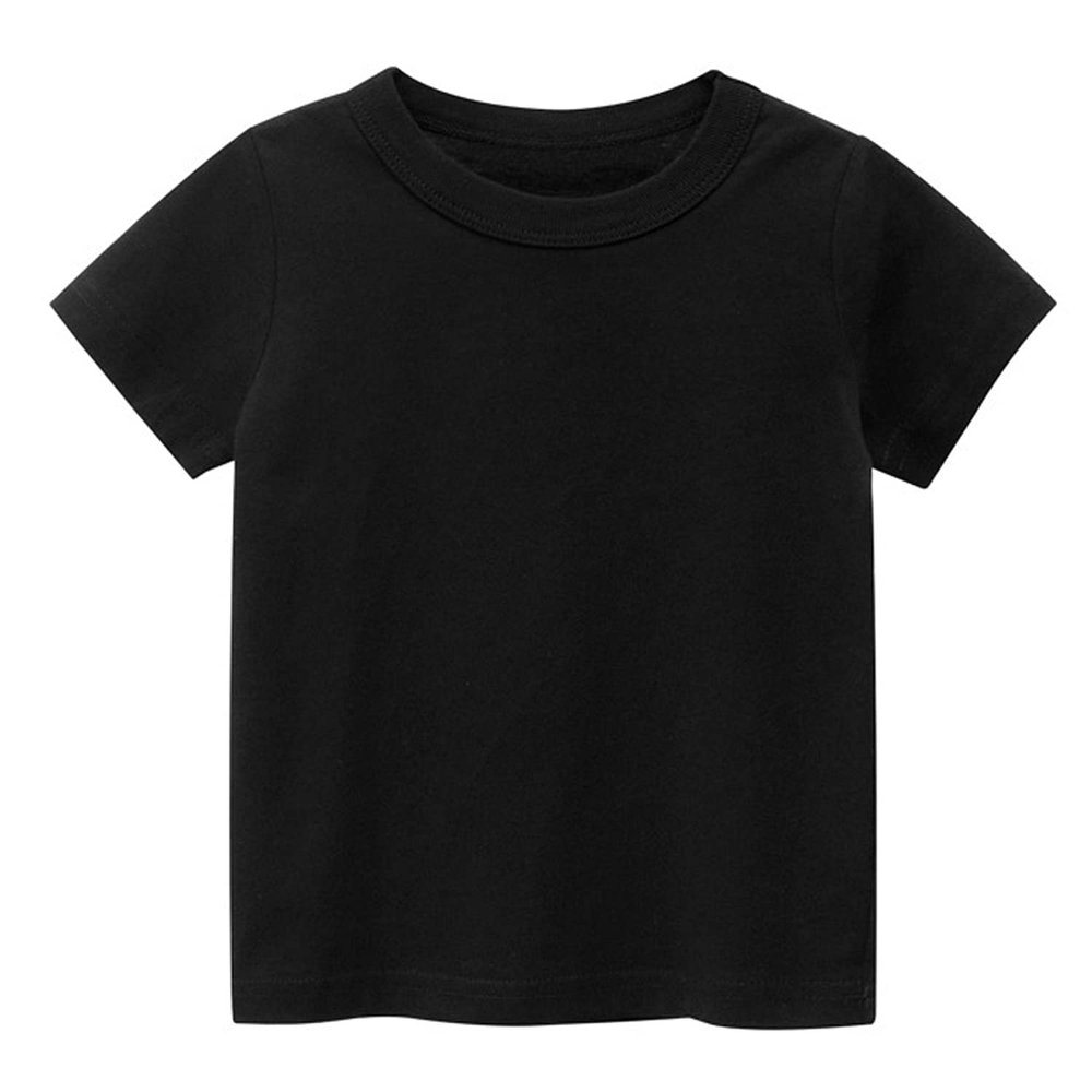EISHOW Little Boy Girl T-Shirt, Baby Casual Crew Neck Cotton Top Short Sleeve Solid Tee Shirt Basic DIY Tees Plain Shirt (Black,7-8T,7 Years,8 Years)