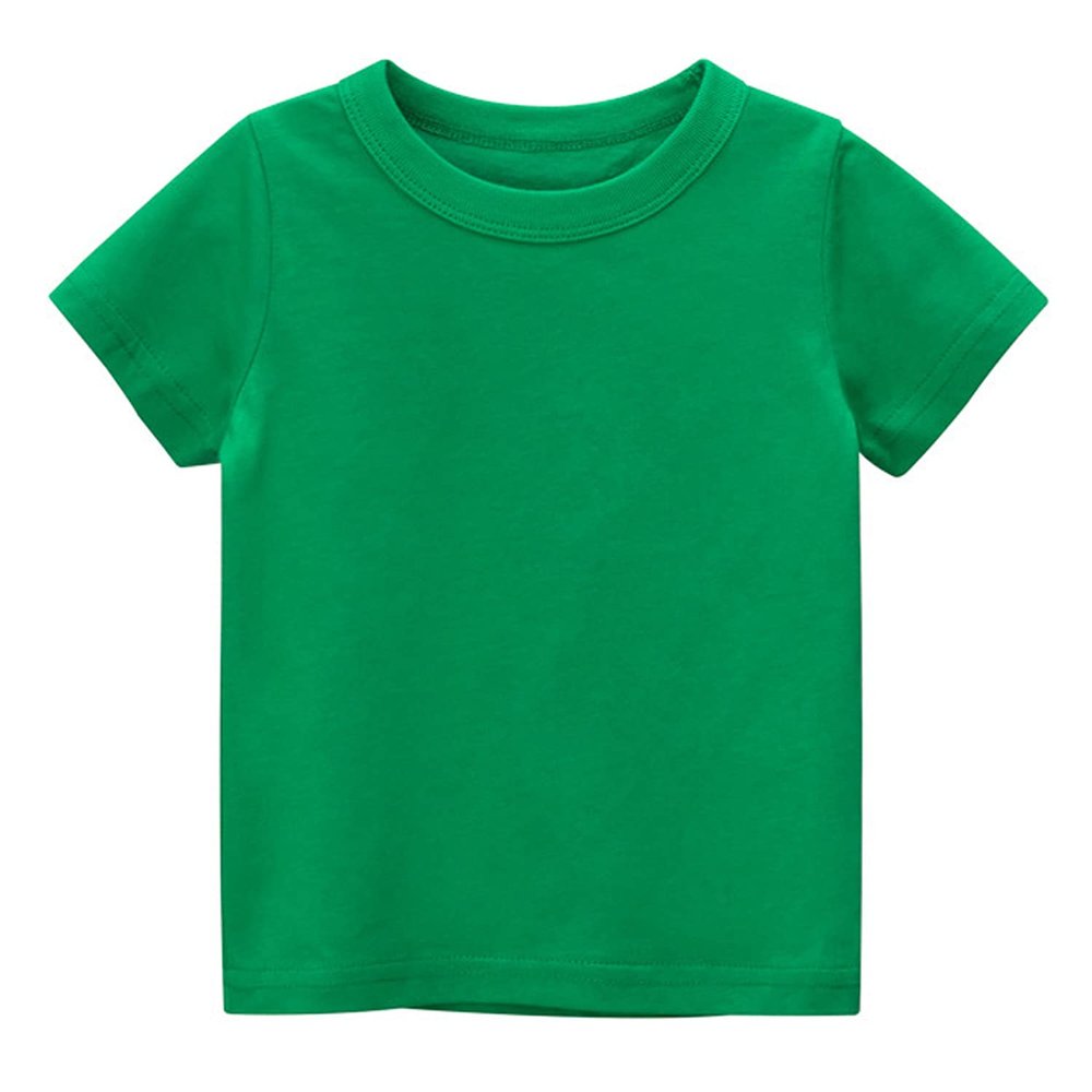 EISHOW Little Boy Girl T-Shirt, Baby Casual Crew Neck Cotton Top Short Sleeve Solid Tee Shirt Basic DIY Tees Plain Shirt (Green,7-8T,7 Years,8 Years)