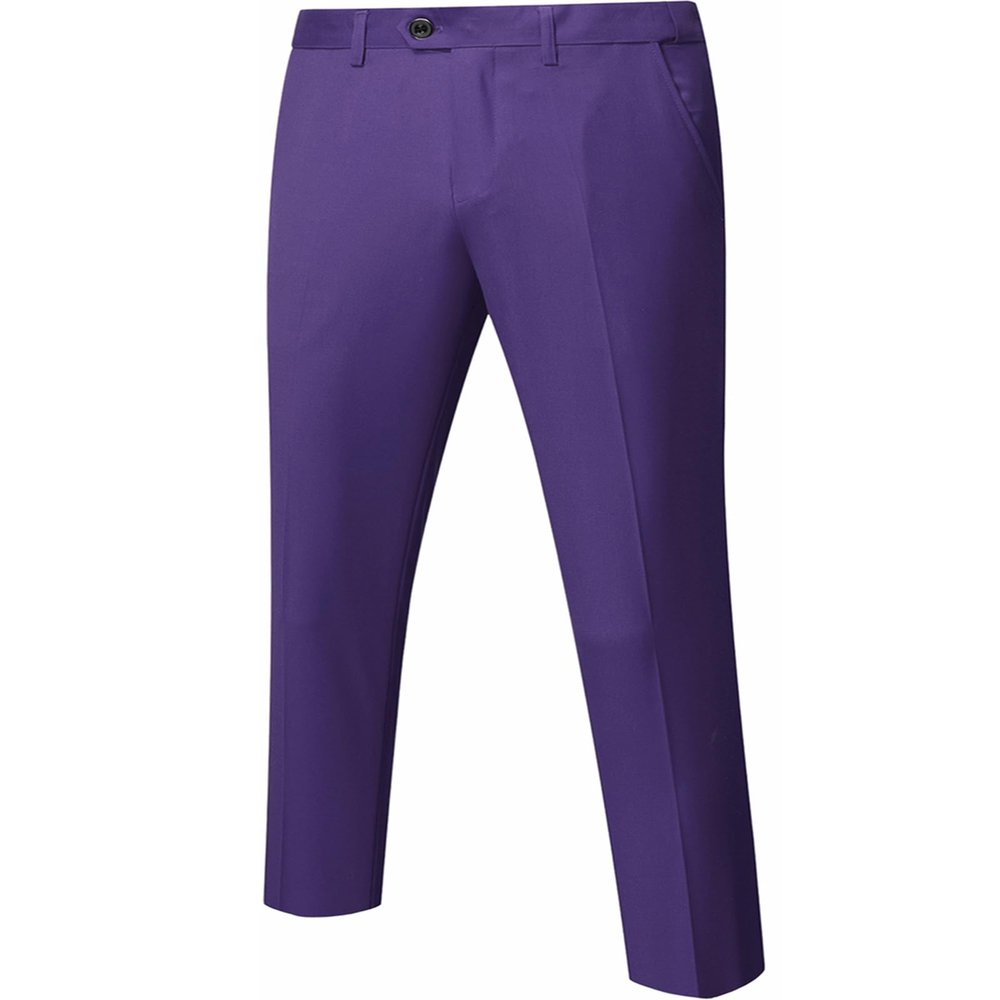 YND Men's Business Suit Pants Slim Fit Flex Flat Front Pant, Deep Purple, XX-Large