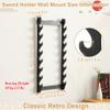 awagas 8 Tier Sword Holder Wall Mount, Display Sword Rack Black Samurai Katana Stand for Wakizashi Flute Fishing Rods Storage Festival Gifts Hobby Collection view 2