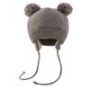 Baby Hat Winter Warm Pom Pom Hats Knit Earflap Cap Beanie Cute Bear Todder for Boys Girls (Grey) view 4