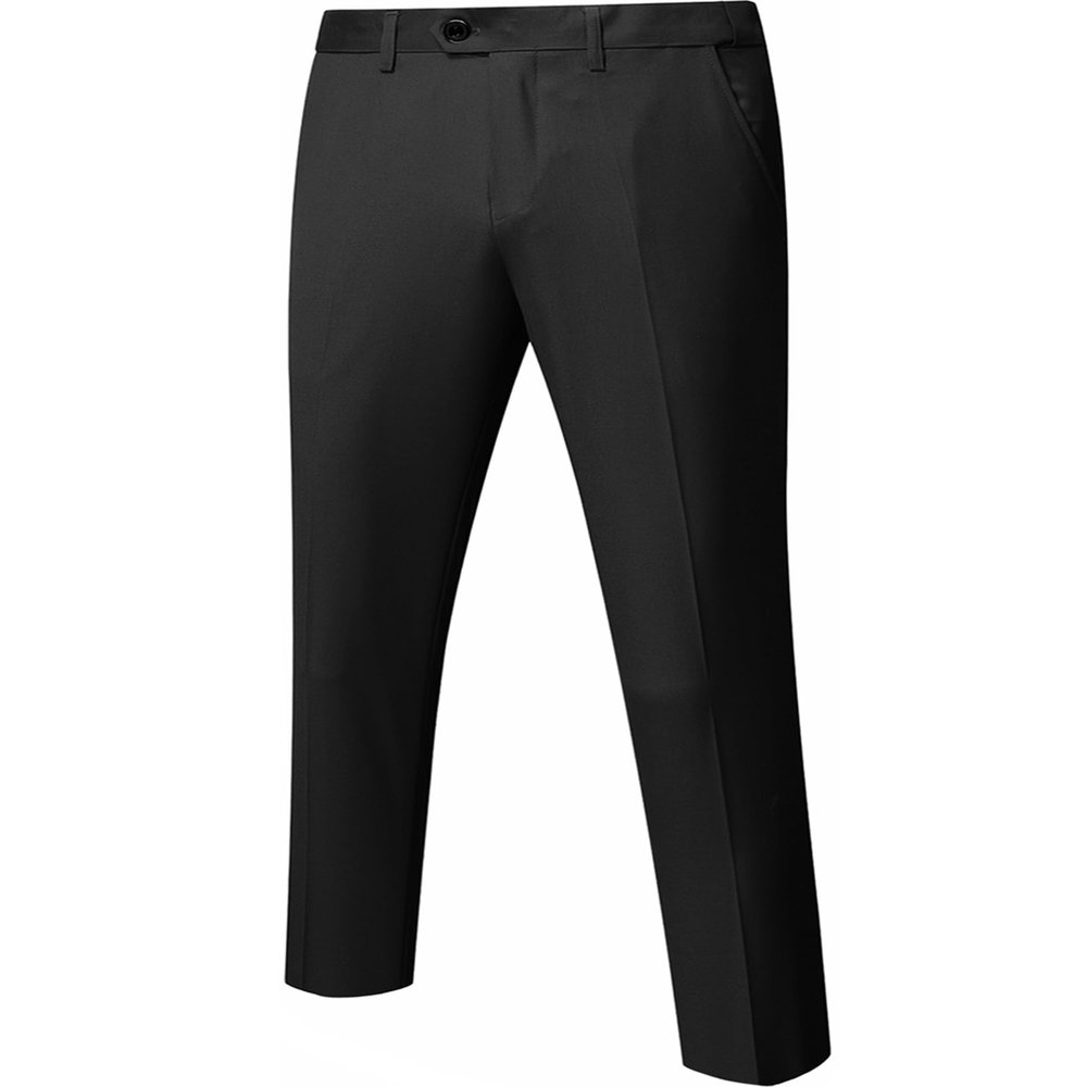 YND Men's Business Suit Pants Slim Fit Flex Flat Front Pant, Black, X-Small