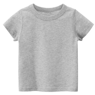 EISHOW Little Boy Girl T-Shirt, Baby Casual Crew Neck Cotton Top Short Sleeve Solid Tee Shirt Basic DIY Tees Plain Shirt (Gray,2-3T,2 Years,3 Years)