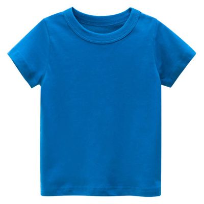 EISHOW Little Boy Girl T-Shirt, Baby Casual Crew Neck Cotton Top Short Sleeve Solid Tee Shirt Basic DIY Tees Plain Shirt (Color Blue,7-8T,7 Years,8 Years)